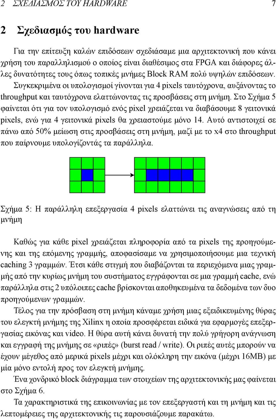 Συγκεκριμένα οι υπολογισμοί γίνονται για 4 pixels ταυτόχρονα, αυξάνοντας το throughput και ταυτόχρονα ελαττώνοντας τις προσβάσεις στη μνήμη.