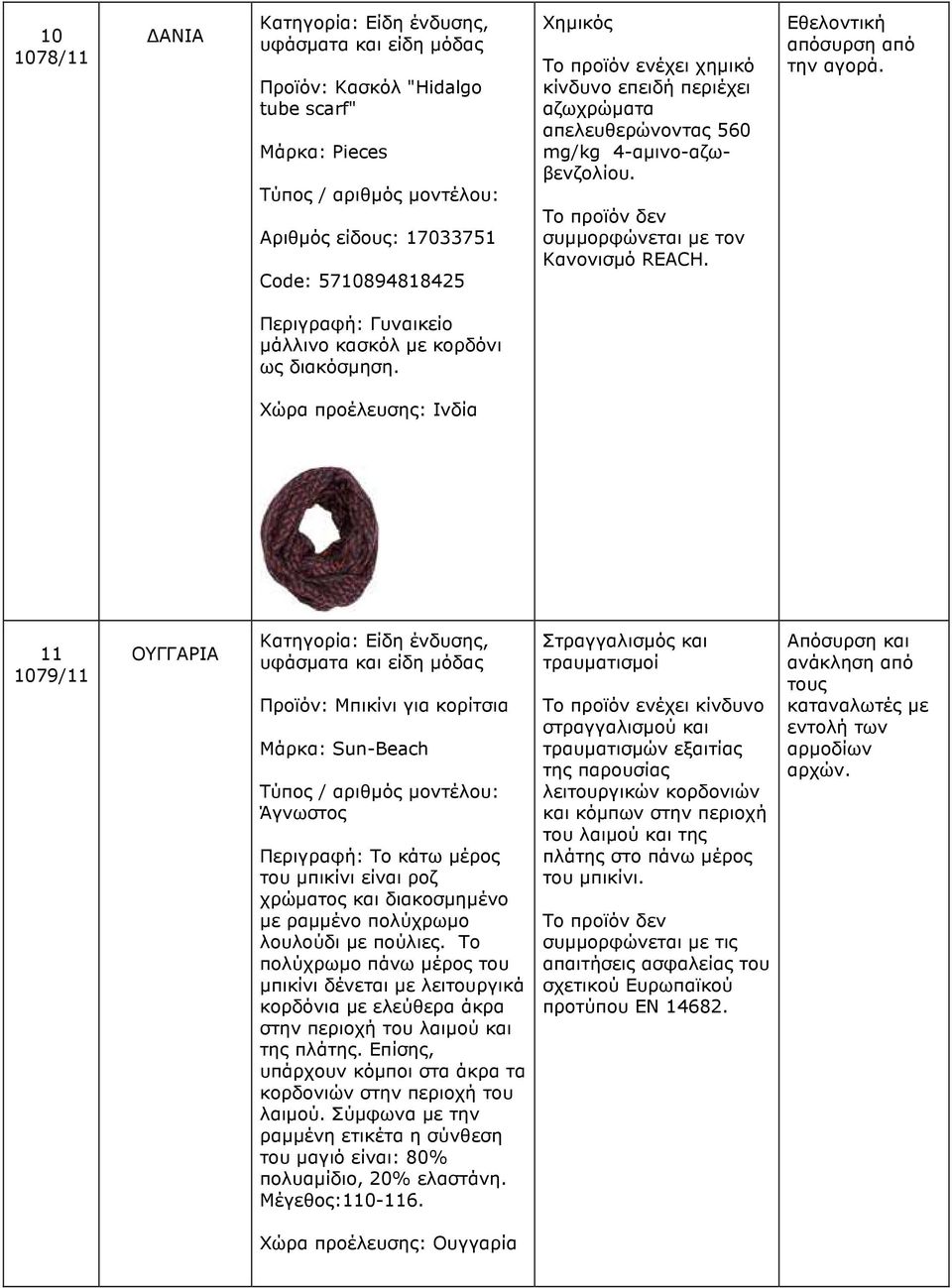 Περιγραφή: Γυναικείο µάλλινο κασκόλ µε κορδόνι ως διακόσµηση.