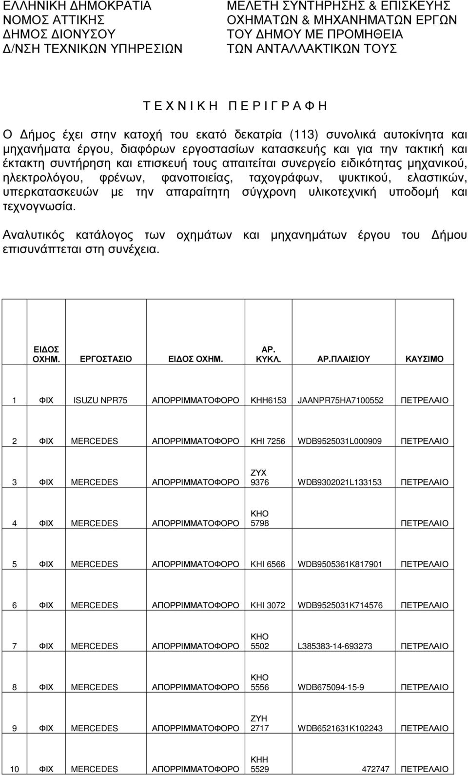 συνεργείο ειδικότητας µηχανικού, ηλεκτρολόγου, φρένων, φανοποιείας, ταχογράφων, ψυκτικού, ελαστικών, υπερκατασκευών µε την απαραίτητη σύγχρονη υλικοτεχνική υποδοµή και τεχνογνωσία.