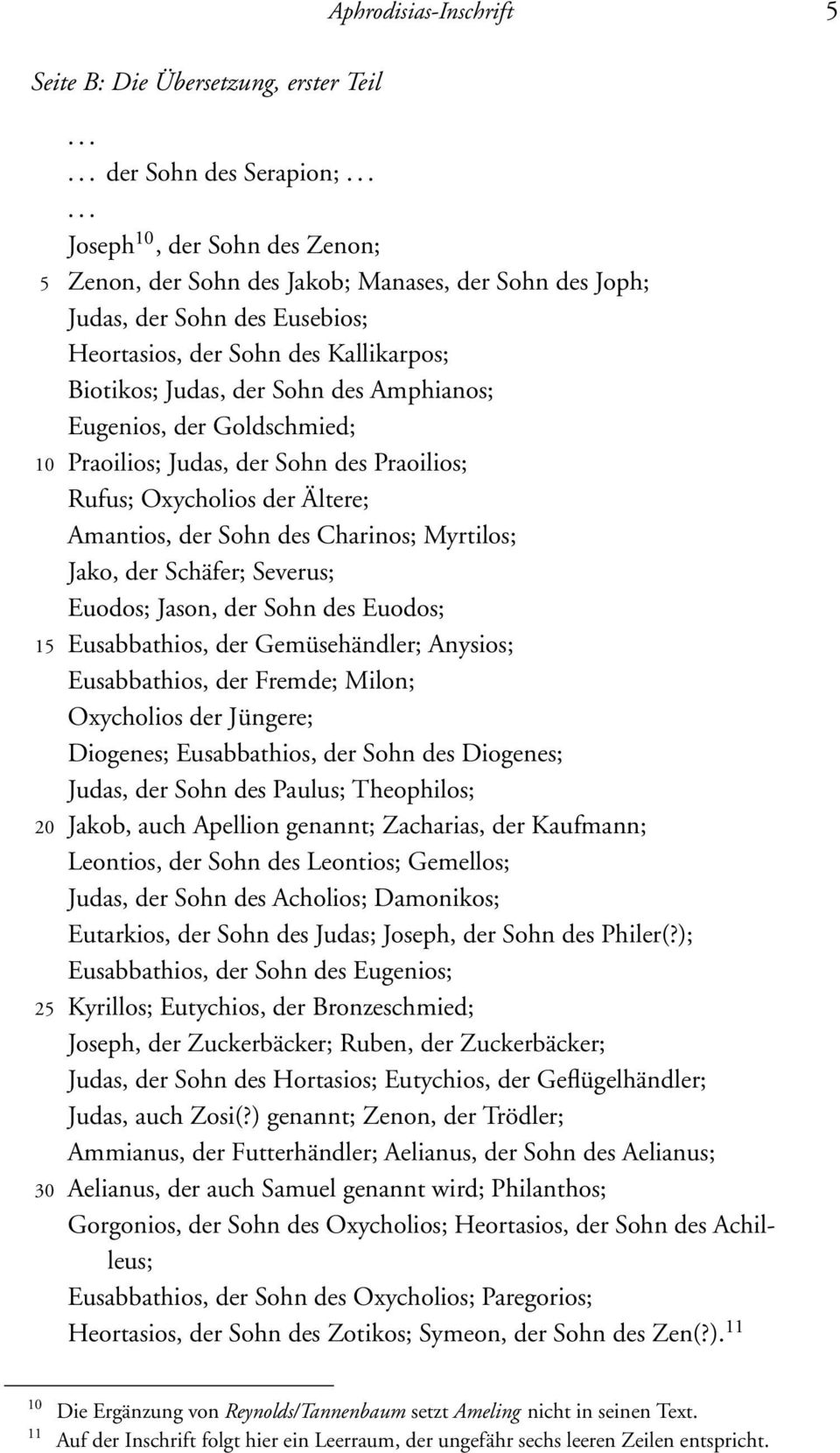 Amphianos; Eugenios, der Goldschmied; 10 Praoilios; Judas, der Sohn des Praoilios; Rufus; Oxycholios der Ältere; Amantios, der Sohn des Charinos; Myrtilos; Jako, der Schäfer; Severus; Euodos; Jason,