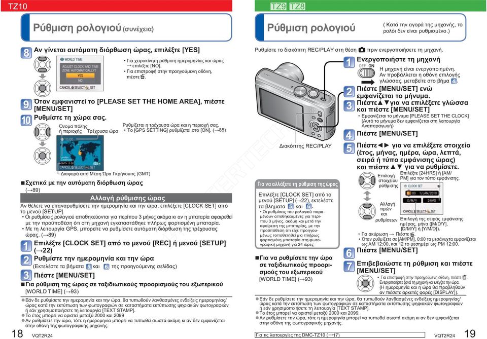 Όταν εμφανιστεί το [PLEASE SET THE HOME AREA], πιέστε [MENU/SET] Ρυθμίστε τη χώρα σας.