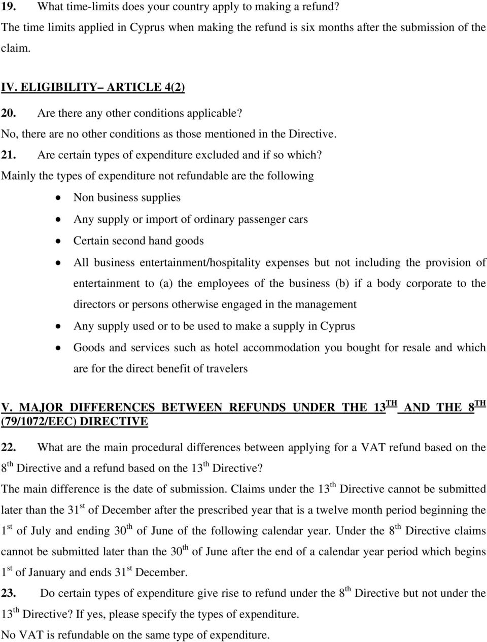 Are certain types of expenditure excluded and if so which?