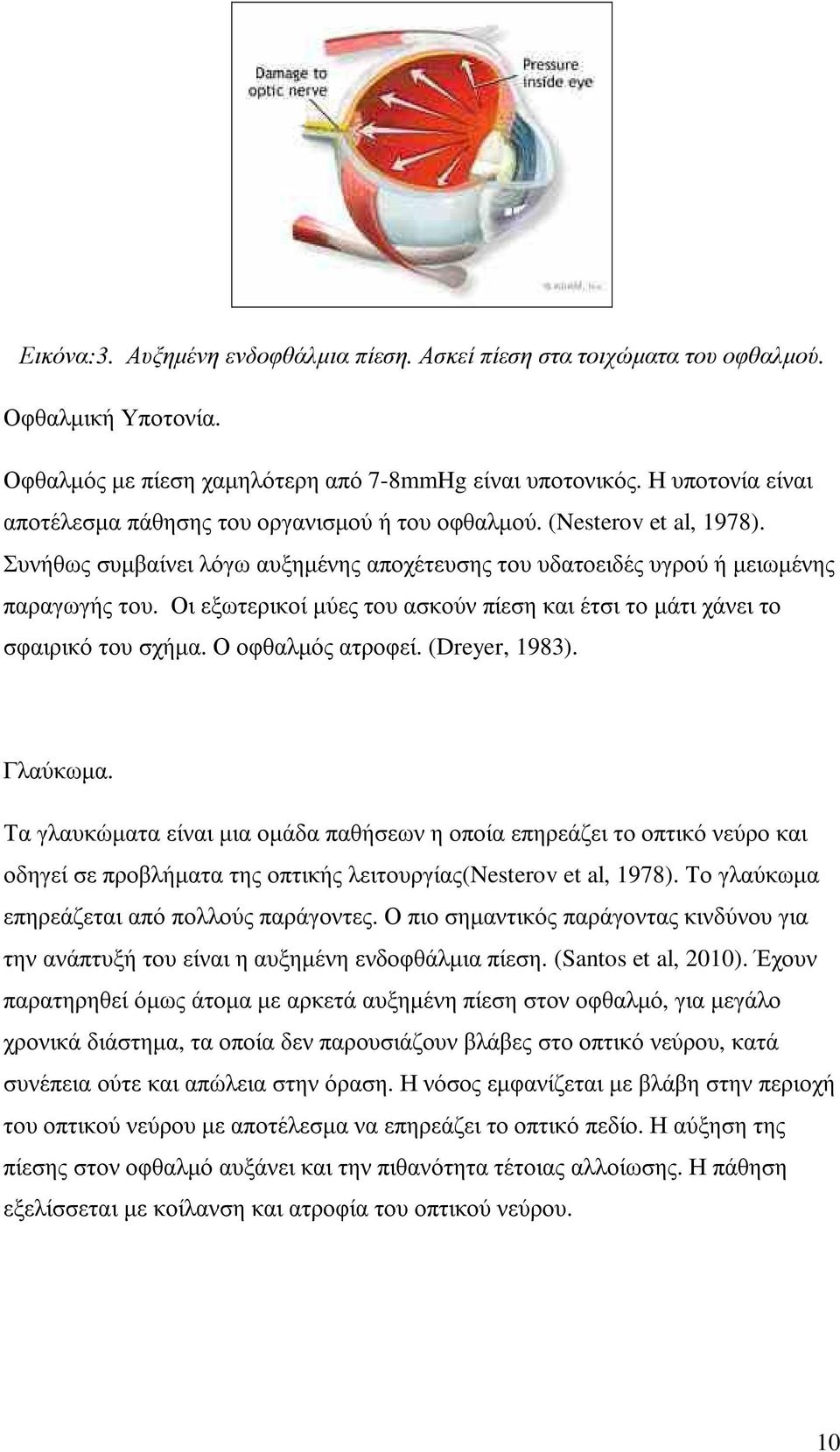 Οι εξωτερικοί µύες του ασκούν πίεση και έτσι το µάτι χάνει το σφαιρικό του σχήµα. Ο οφθαλµός ατροφεί. (Deye, 1983). Γλαύκωµα.