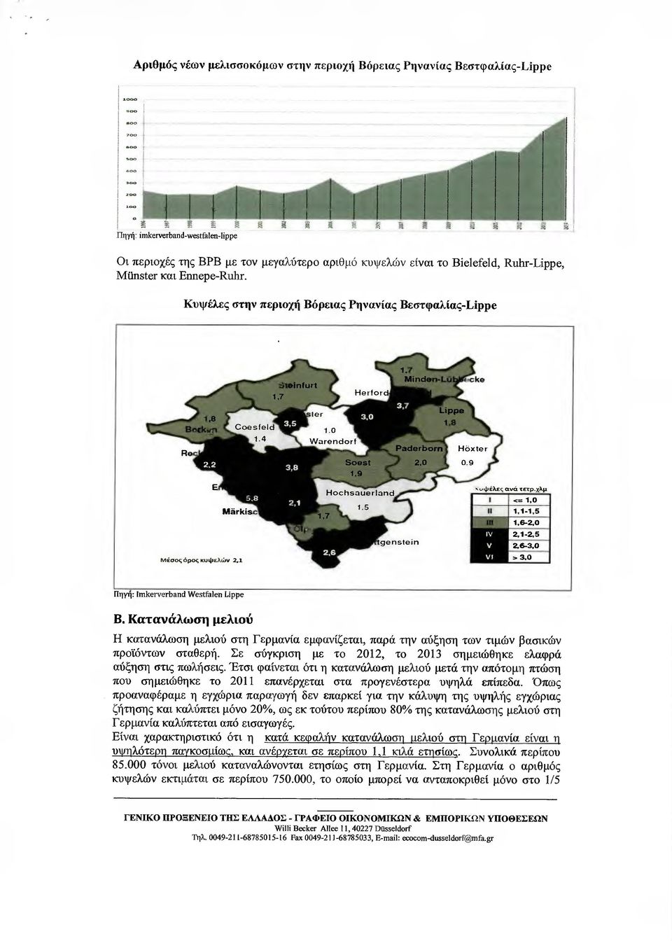 Σε σύγκριση µε το 2012, το 2013 σηµειώθηκε ελαφρά αύξηση στις πωλήσεις. Έτσι φαίνεται ότι η κατανάλωση µελιού µετά την απότοµη πτώση που σηµειώθηκε το 2011 επανέρχεται στα προγενέστερα υψηλά επίπεδα.