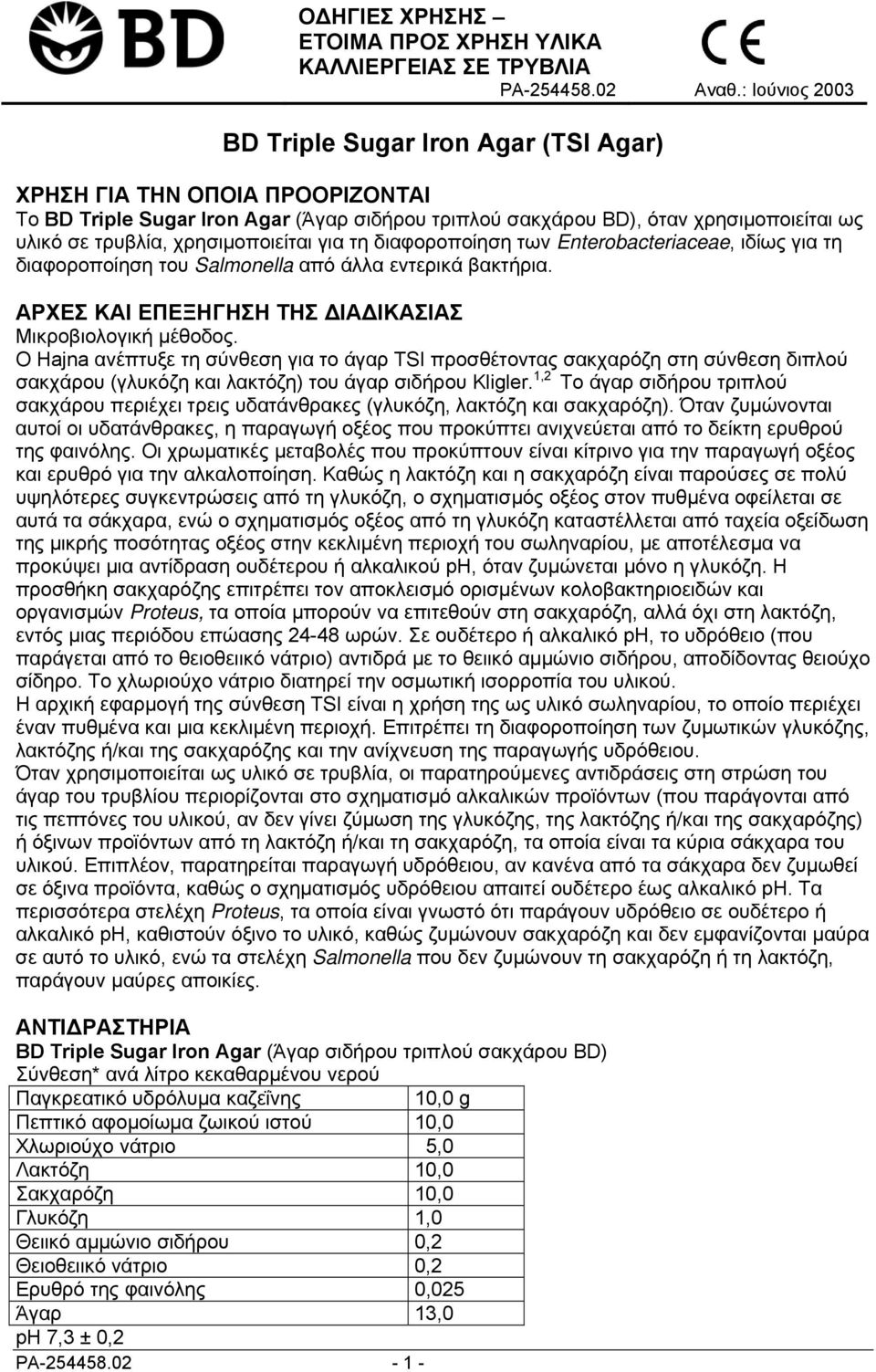 χρησιμοποιείται για τη διαφοροποίηση των Enterobacteriaceae, ιδίως για τη διαφοροποίηση του Salmonella από άλλα εντερικά βακτήρια. ΑΡΧΕΣ ΚΑΙ ΕΠΕΞΗΓΗΣΗ ΤΗΣ ΔΙΑΔΙΚΑΣΙΑΣ Μικροβιολογική μέθοδος.