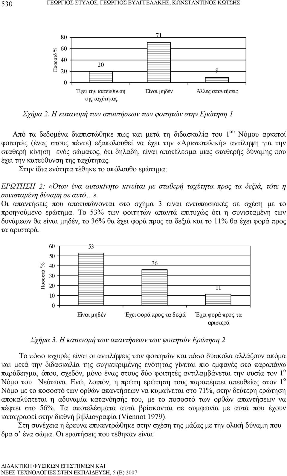 αντίληψη για την σταθερή κίνηση ενός σώματος, ότι δηλαδή, είναι αποτέλεσμα μιας σταθερής δύναμης που έχει την κατεύθυνση της ταχύτητας.