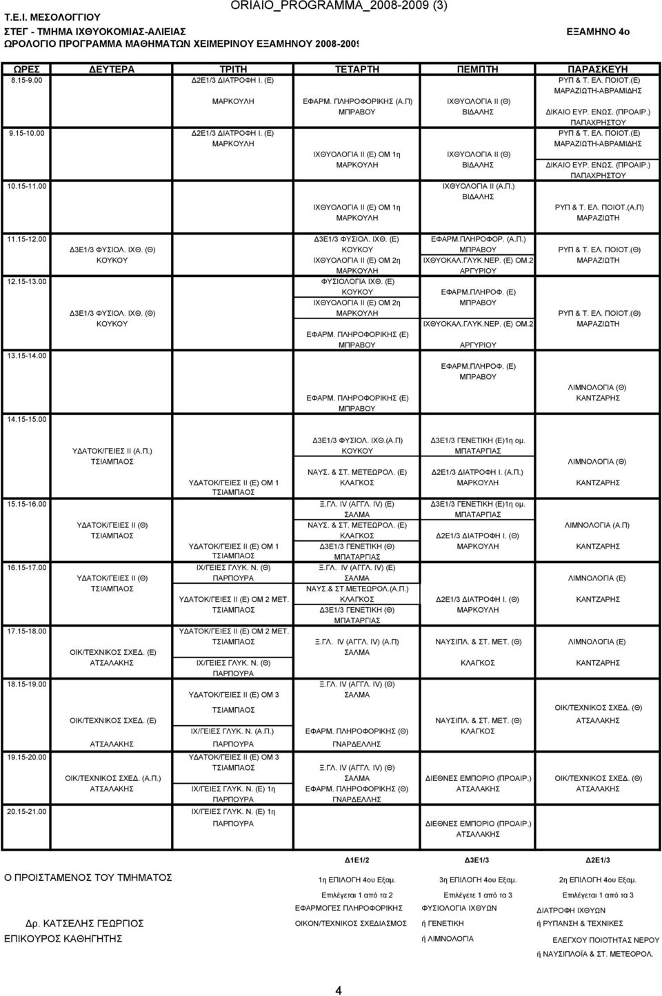 ΕΛ. ΠΟΙΟΤ.(Α.Π) ΜΑΡΑΖΙΩΤΗ 11.15-12.00 Δ3Ε1/3 ΦΥΣΙΟΛ. ΙΧΘ. (Ε) ΕΦΑΡΜ.ΠΛΗΡΟΦΟΡ. (Α.Π.) Δ3Ε1/3 ΦΥΣΙΟΛ. ΙΧΘ. (Θ) ΚΟΥΚΟΥ ΡΥΠ & Τ. ΕΛ. ΠΟΙΟΤ.(Θ) ΚΟΥΚΟΥ ΙΧΘΥΟΛΟΓΙΑ ΙΙ (Ε) ΟΜ 2η ΙΧΘΥΟΚΑΛ.ΓΛΥΚ.ΝΕΡ. (Ε) ΟΜ.2 ΜΑΡΑΖΙΩΤΗ ΑΡΓΥΡΙΟΥ 12.