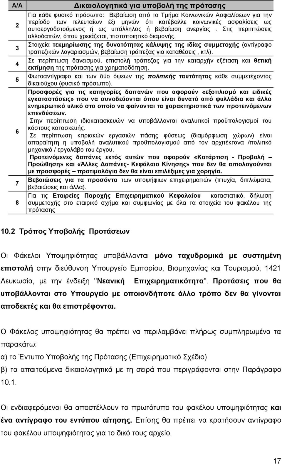 ηνηρεία ηεθκεξίσζεο ηεο δπλαηφηεηαο θάιπςεο ηεο ηδίαο ζπκκεηνρήο (αληίγξαθν ηξαπεδηθψλ ινγαξηαζκψλ, βεβαίσζε ηξάπεδαο γηα θαηαζέζεηο, θηι).