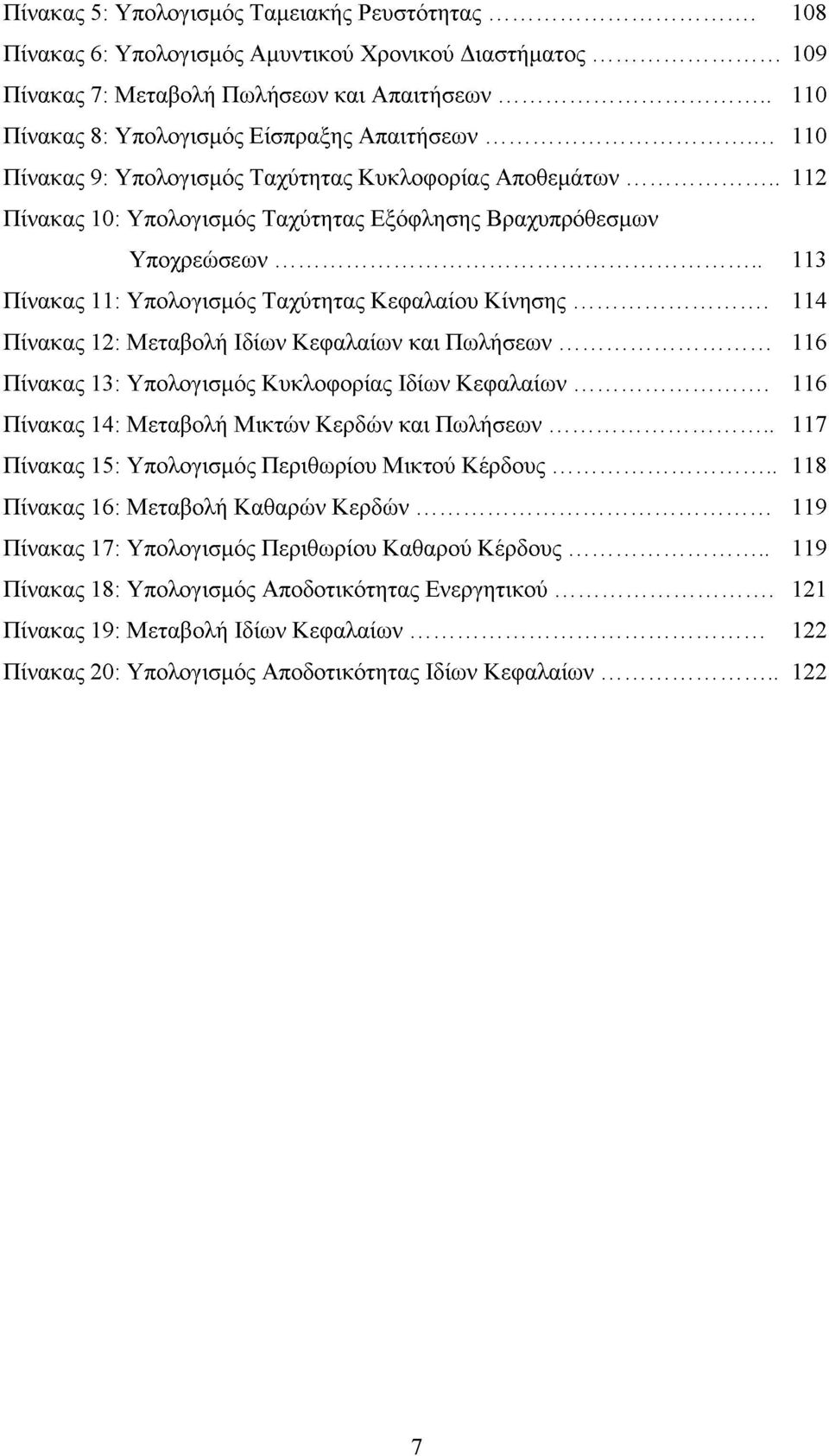 .. 113 Πίνακας 11: Υπολογισμός Ταχύτητας Κεφαλαίου Κίνησης... 114 Πίνακας 12: Μεταβολή Ιδίων Κεφαλαίων και Πωλήσεων... 116 Πίνακας 13: Υπολογισμός Κυκλοφορίας Ιδίων Κεφαλαίων.