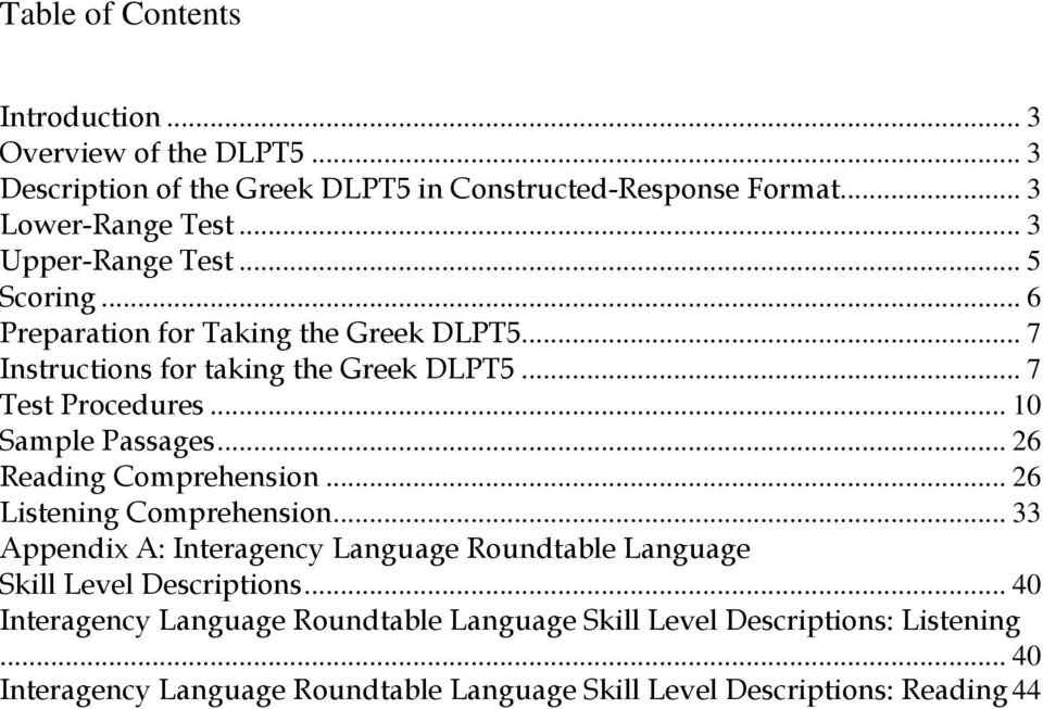 .. 10 Sample Passages... 26 Reading Comprehension... 26 Listening Comprehension.