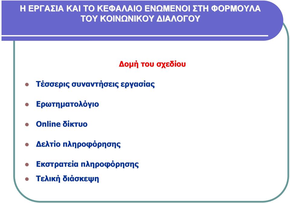 συναντήσεις εργασίας Ερωτηματολόγιο Online δίκτυο