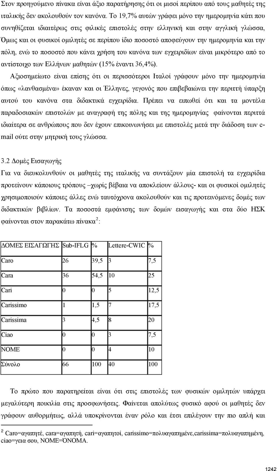 την ημερομηνία και την πόλη, ενώ το ποσοστό που κάνει χρήση του κανόνα των εγχειριδίων είναι μικρότερο από το αντίστοιχο των Ελλήνων μαθητών (15% έναντι 36,4%).