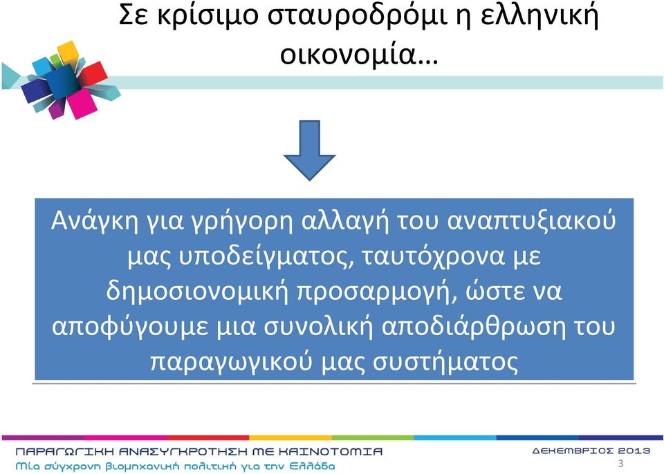 ταυτόχρονα με δημοσιονομική προσαρμογή, ώστε να