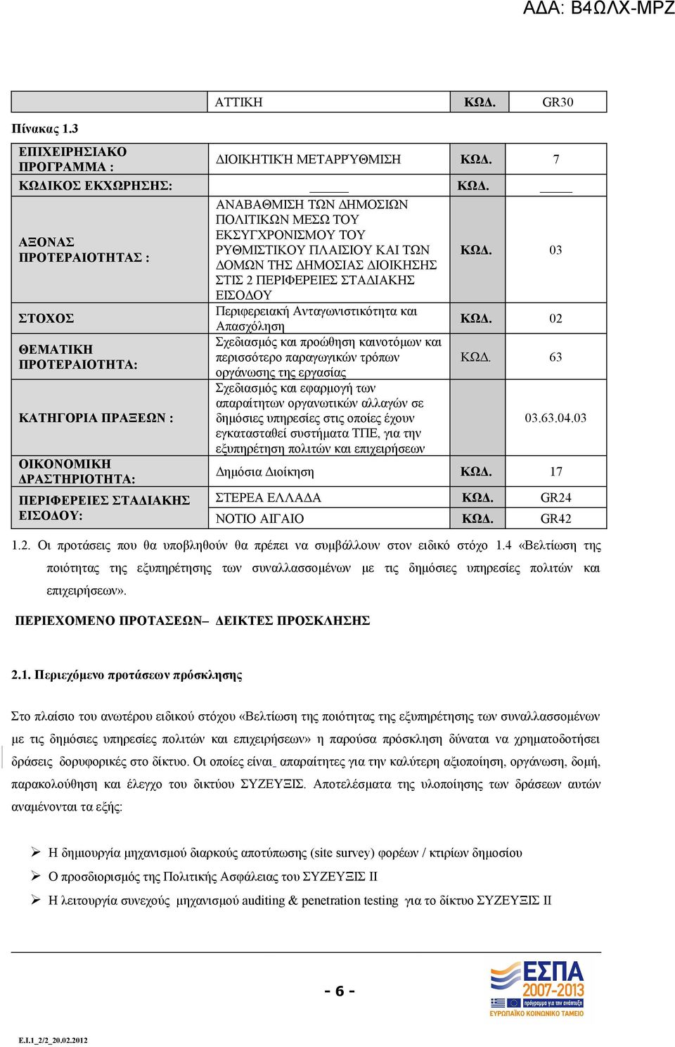 ΡΥΘΜΙΣΤΙΚΟΥ ΠΛΑΙΣΙΟΥ ΚΑΙ ΤΩΝ ΔΟΜΩΝ ΤΗΣ ΔΗΜΟΣΙΑΣ ΔΙΟΙΚΗΣΗΣ ΣΤΙΣ 2 ΠΕΡΙΦΕΡΕΙΕΣ ΣΤΑΔΙΑΚΗΣ ΕΙΣΟΔΟΥ Περιφερειακή Ανταγωνιστικότητα και Απασχόληση Σχεδιασμός και προώθηση καινοτόμων και περισσότερο
