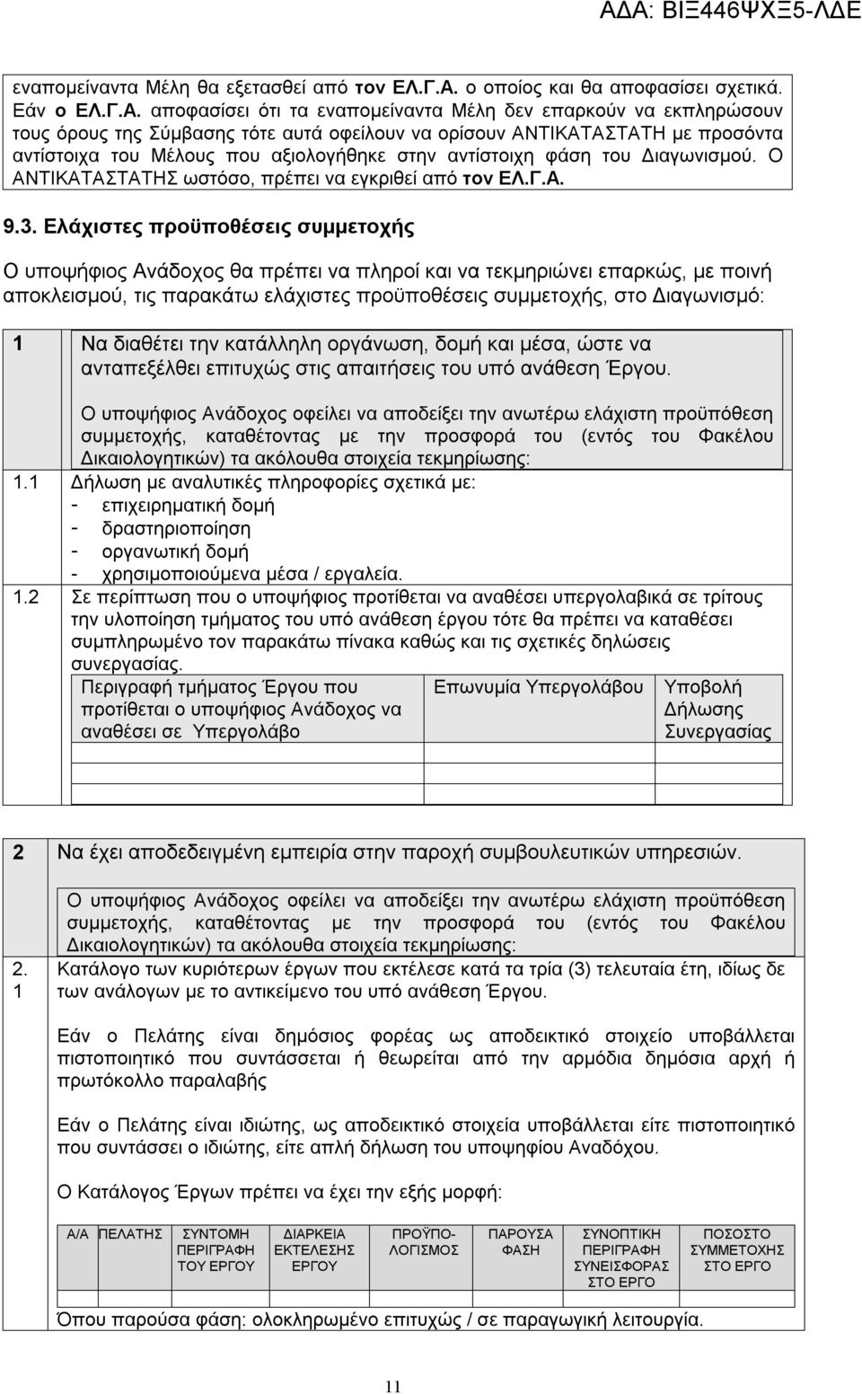 αποφασίσει ότι τα εναπομείναντα Μέλη δεν επαρκούν να εκπληρώσουν τους όρους της Σύμβασης τότε αυτά οφείλουν να ορίσουν ΑΝΤΙΚΑΤΑΣΤΑΤΗ με προσόντα αντίστοιχα του Μέλους που αξιολογήθηκε στην αντίστοιχη