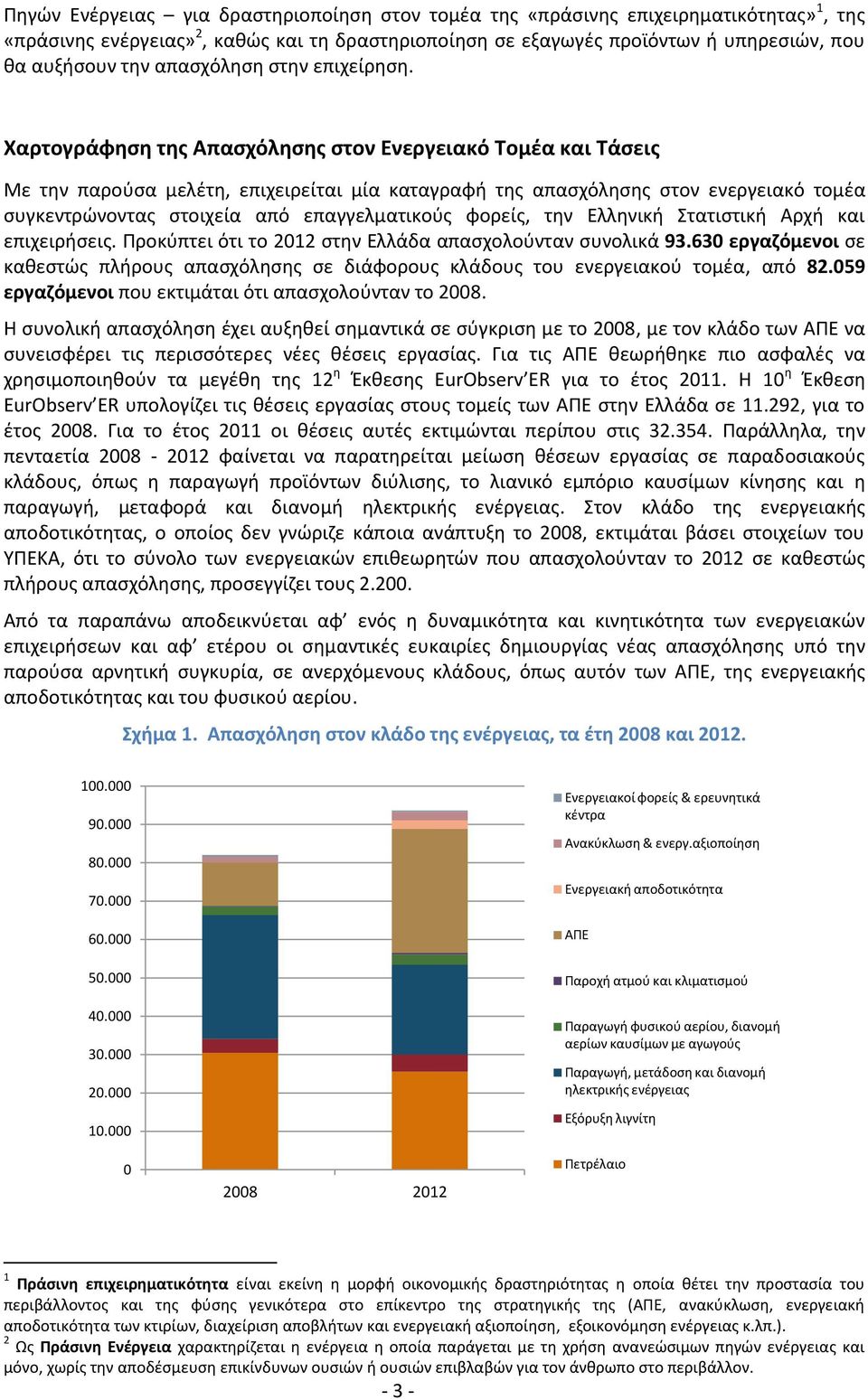 Χαρτογράφηση της Απασχόλησης στον Ενεργειακό Τομέα και Τάσεις Με την παρούσα μελέτη, επιχειρείται μία καταγραφή της απασχόλησης στον ενεργειακό τομέα συγκεντρώνοντας στοιχεία από επαγγελματικούς