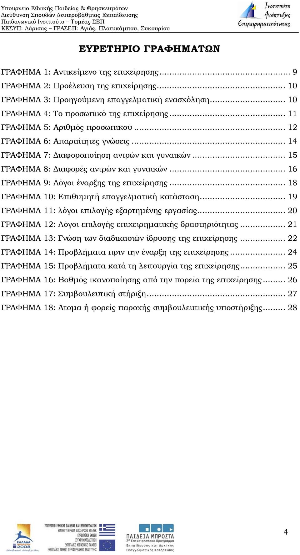 .. 16 ΓΡΑΦΗΜΑ 9: Λόγοι έναρξης της επιχείρησης... 18 ΓΡΑΦΗΜΑ 10: Επιθυμητή επαγγελματική κατάσταση... 19 ΓΡΑΦΗΜΑ 11: λόγοι επιλογής εξαρτημένης εργασίας.