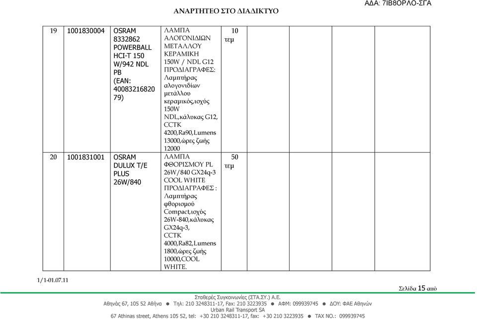 NDL,κάλυκας G12, CCTK 4200,Ra90,Lumens 13000,ώρες ζωής 12000 ΦΘΟΡΙΣΜΟΥ PL 26W/840 GX24q-3 COOL WHITE ΠΡΟΔΙΑΓΡΑΦΕΣ :