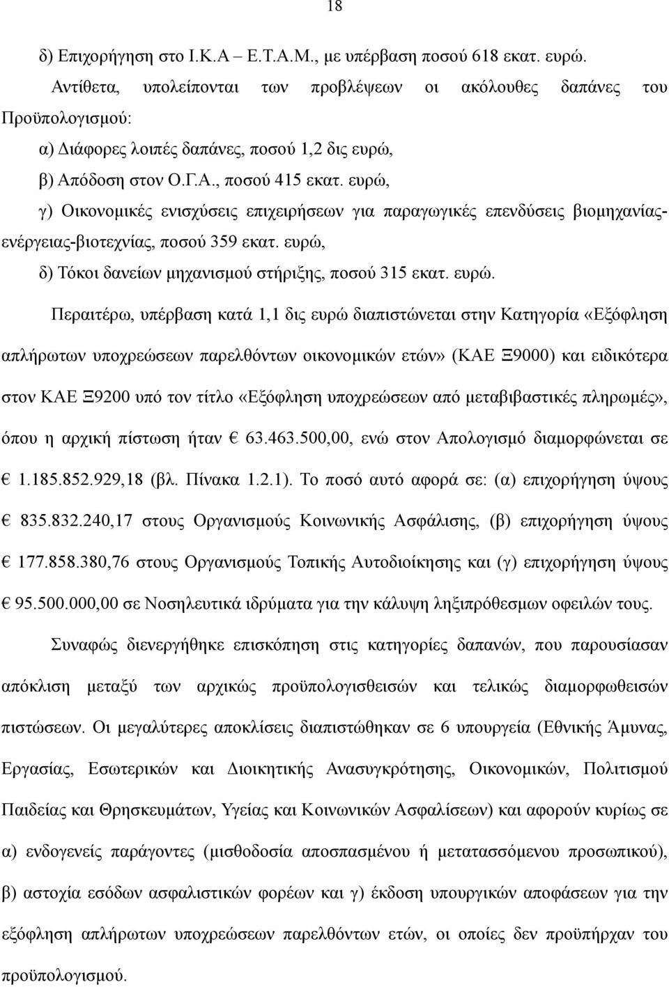 ευρώ, γ) Οικονομικές ενισχύσεις επιχειρήσεων για παραγωγικές επενδύσεις βιομηχανίαςενέργειας-βιοτεχνίας, ποσού 359 εκατ. ευρώ,