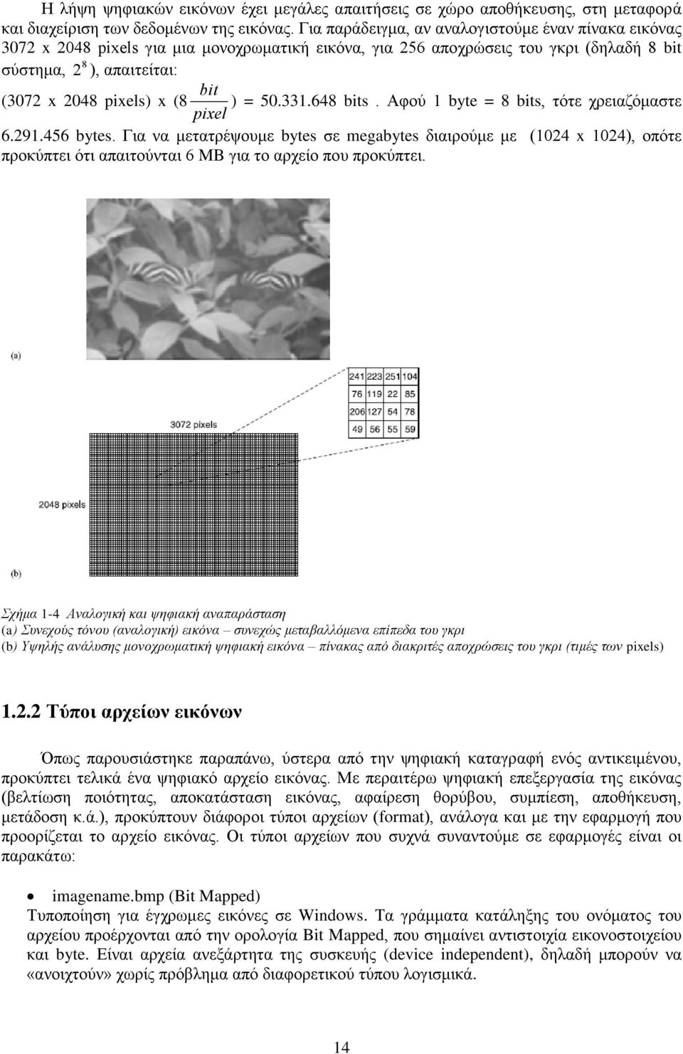 (8 ) = 50.331.648 bits. Αθνχ 1 byte = 8 bits, ηφηε ρξεηαδφκαζηε pixel 6.291.456 bytes.