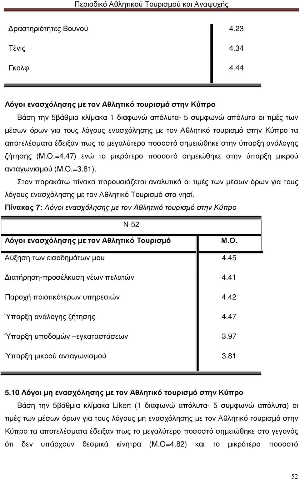 στην Κύπρο τα αποτελέσµατα έδειξαν πως το µεγαλύτερο ποσοστό σηµειώθηκε στην ύπαρξη ανάλογης ζήτησης (Μ.O.=4.47) ενώ το µικρότερο ποσοστό σηµειώθηκε στην ύπαρξη µικρού ανταγωνισµού (Μ.O.=3.81).