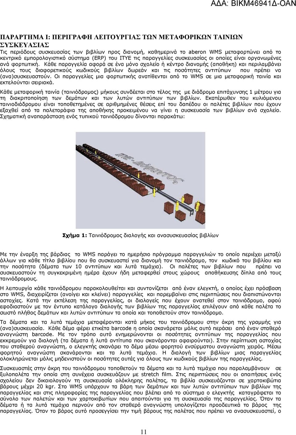 Κάθε παραγγελία αφορά σε ένα µόνο σχολείο ή κέντρο διανοµής (αποθήκη) και περιλαµβάνει όλους τους διαφορετικούς κωδικούς βιβλίων δωρεάν και τις ποσότητες αντιτύπων που πρέπει να (ανα)συσκευαστούν.