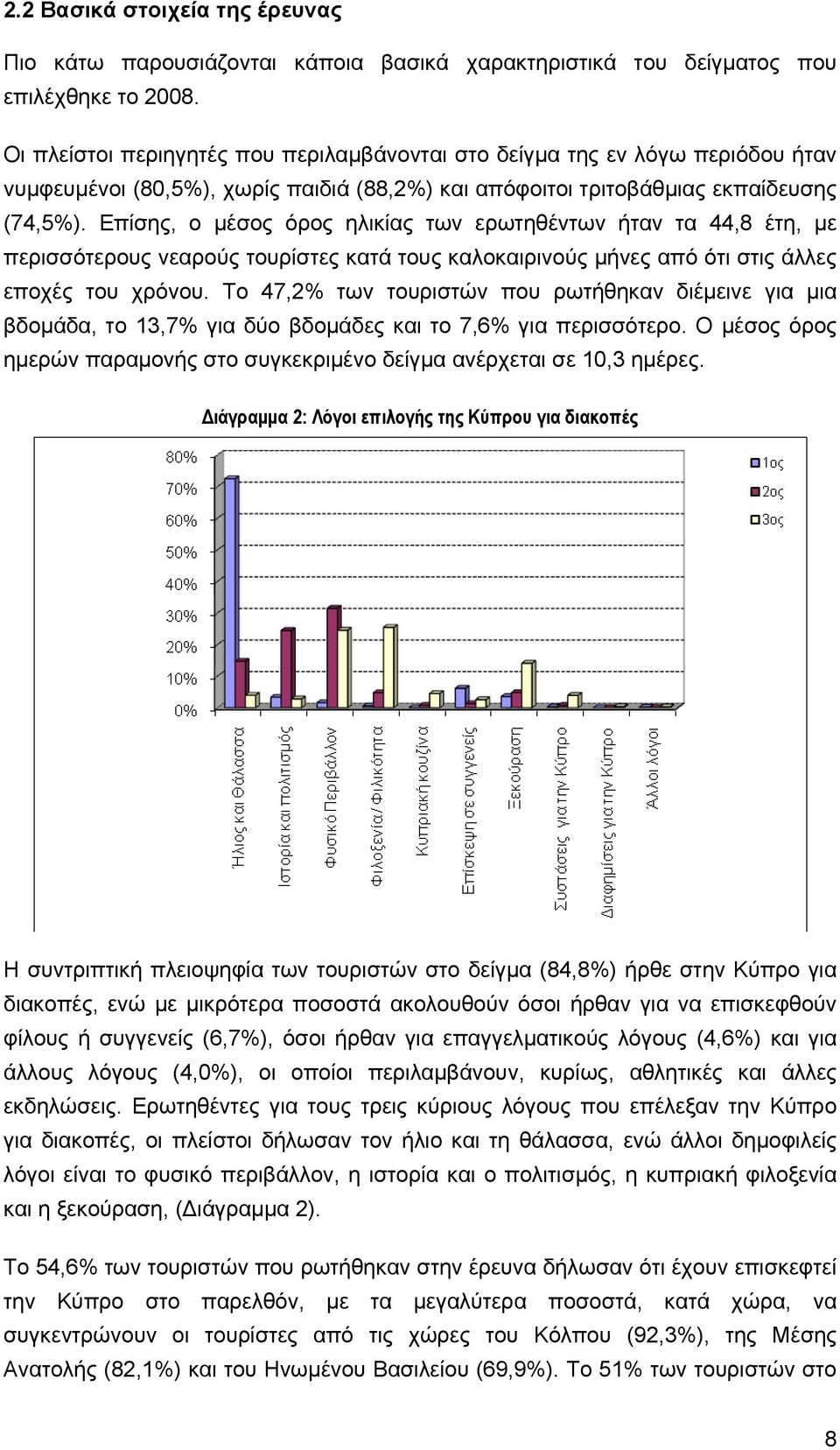 Επίσης, ο μέσος όρος ηλικίας των ερωτηθέντων ήταν τα 44,8 έτη, με περισσότερους νεαρούς τουρίστες κατά τους καλοκαιρινούς μήνες από ότι στις άλλες εποχές του χρόνου.