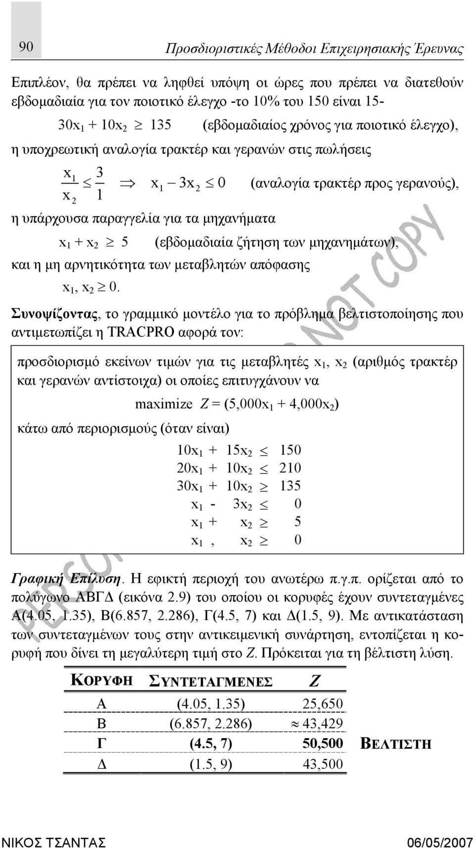 + x 2 5 (εβδομαδιαία ζήτηση των μηχανημάτων), και η μη αρνητικότητα των μεταβλητών απόφασης x 1, x 2 0.