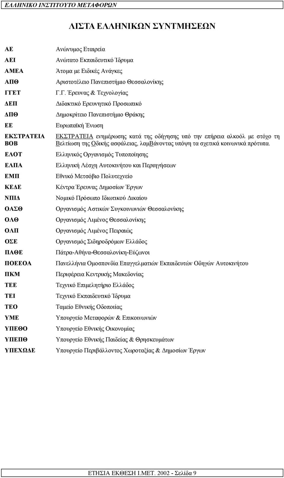 Γ. Έρευνας & Τεχνολογίας ιδακτικό Ερευνητικό Προσωπικό ηµοκρίτειο Πανεπιστήµιο Θράκης Ευρωπαϊκή Ένωση ΕΚΣΤΡΑΤΕΙA ενηµέρωσης κατά της οδήγησης υπό την επήρεια αλκοόλ µε στόχο τη Βελτίωση της Οδικής