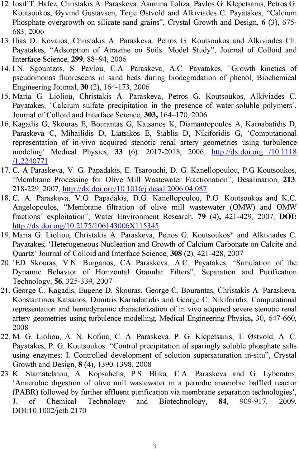 Payatakes, Adsorption of Atrazine on Soils. Model Study, Journal of Co
