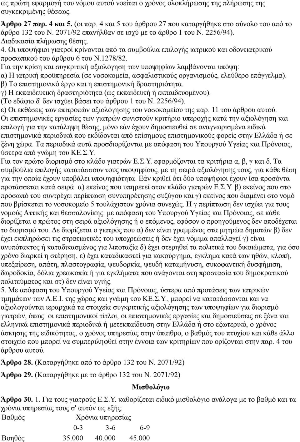 Oι υποψήφιοι γιατροί κρίνονται από τα συμβούλια επιλογής ιατρικού και οδοντιατρικού προσωπικού του άρθρου 6 του N.1278/82.