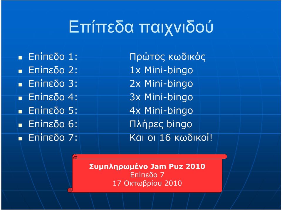 2x Mini-bingo 3x Mini-bingo 4x Mini-bingo Πλήρες bingo Και οι