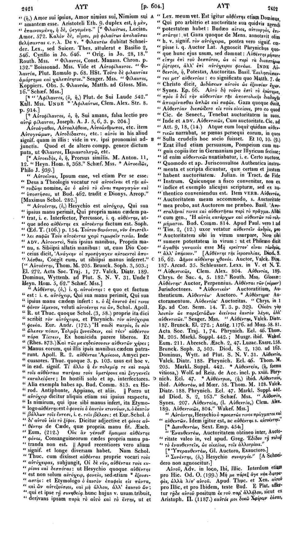 Mss. " Φίλαυτος, Const. Manass. Chron. p. 132." Boissonad. Mss. Vide et Αντοφίλαυτοε. 44 Φιλαυτία, Plut. Romulo p. 68. HSt. Towro hi φιλαυτίας αμάρτημα και χαλεπότητοε." Seager. Mss. " Φίλαντοί, Koppiers.