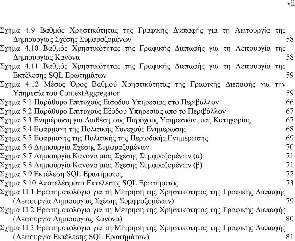 11 Βαθμός Χρηστικότητας της Γραφικής Διεπαφής για τη Λειτουργία της Εκτέλεσης SQL Ερωτημάτων 59 Σχήμα 4.