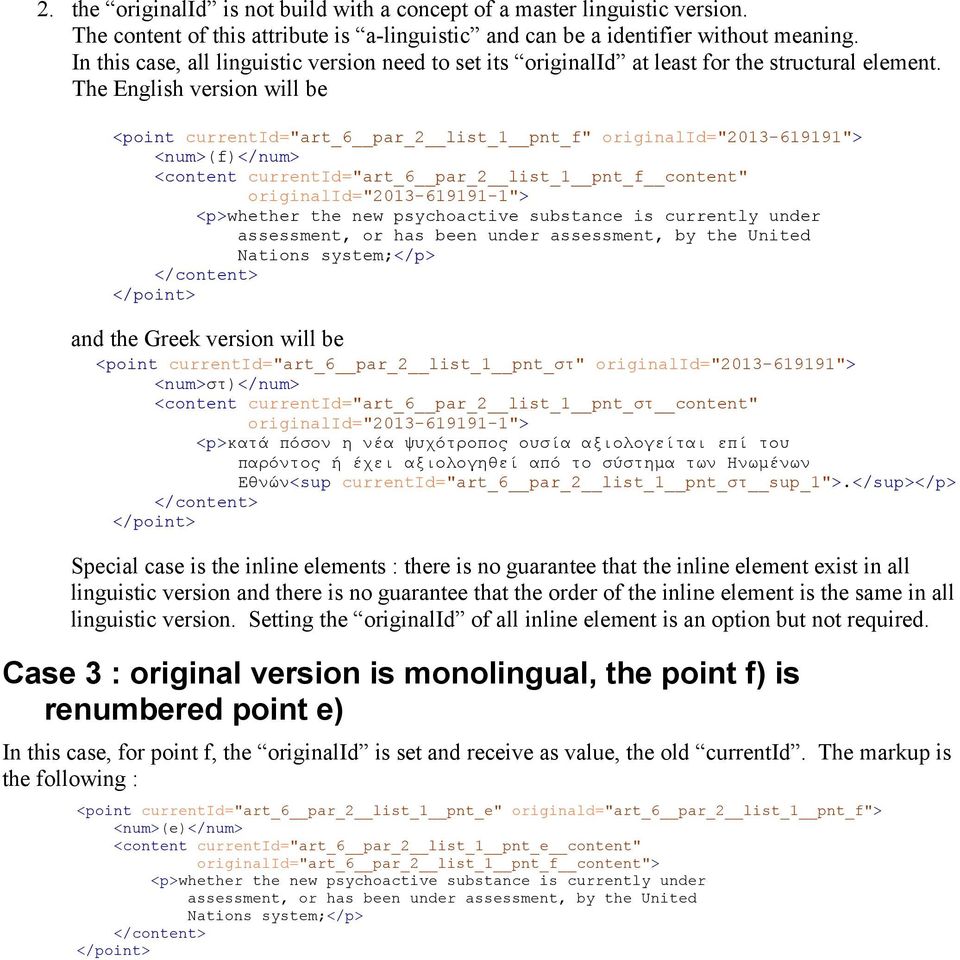 The English version will be <point currentid="art_6 par_2 list_1 pnt_f" originalid="2013-619191"> <content currentid="art_6 par_2 list_1 pnt_f content" originalid="2013-619191-1"> and the Greek