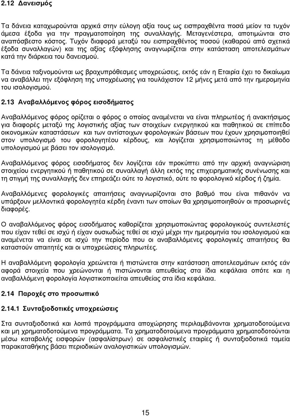 Τυχόν διαφορά µεταξύ του εισπραχθέντος ποσού (καθαρού από σχετικά έξοδα συναλλαγών) και της αξίας εξόφλησης αναγνωρίζεται στην κατάσταση αποτελεσµάτων κατά την διάρκεια του δανεισµού.