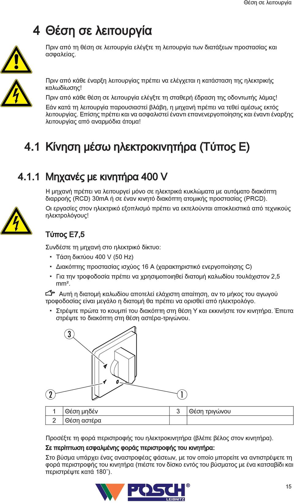 Εάν κατά τη λειτουργία παρουσιαστεί βλάβη, η μηχανή πρέπει να τεθεί αμέσως εκτός λειτουργίας.