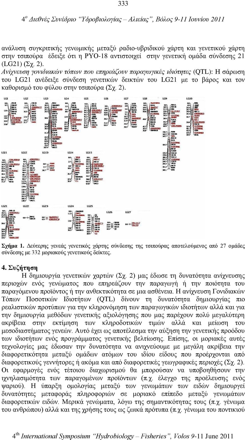 σήκα 1. Γεύηεξεο γελεάο γελεηηθόο ράξηεο ζύλδεζεο ηεο ηζηπνύξαο απνηεινύκελνο από 27 νκάδεο ζύλδεζεο κε 332 κνξηαθνύο γελεηηθνύο δείθηεο. 4. ςδήηεζε Ζ δεκηνπξγία γελεηηθώλ ραξηώλ (ρ.