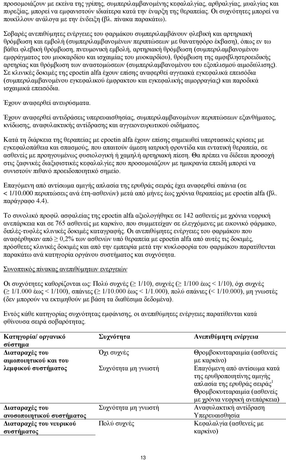 Σοβαρές ανεπιθύμητες ενέργειες του φαρμάκου συμπεριλαμβάνουν φλεβική και αρτηριακή θρόμβωση και εμβολή (συμπεριλαμβανομένων περιπτώσεων με θανατηφόρο έκβαση), όπως εν τω βάθει φλεβική θρόμβωση,