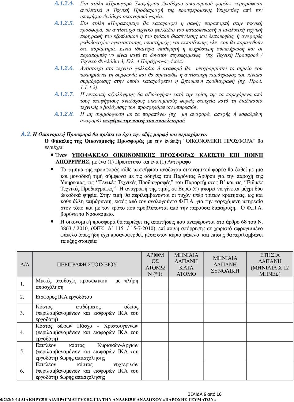 Στη στήλη «Παραπομπή» θα καταγραφεί η σαφής παραπομπή στην τεχνική προσφορά, σε αντίστοιχο τεχνικό φυλλάδιο του κατασκευαστή ή αναλυτική τεχνική περιγραφή του εξοπλισμού ή του τρόπου διασύνδεσης και