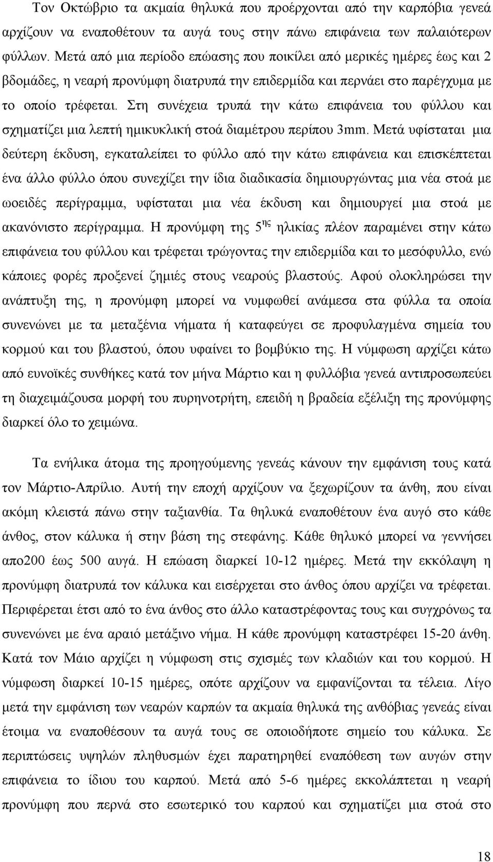 Στη συνέχεια τρυπά την κάτω επιφάνεια του φύλλου και σχηµατίζει µια λεπτή ηµικυκλική στοά διαµέτρου περίπου 3mm.