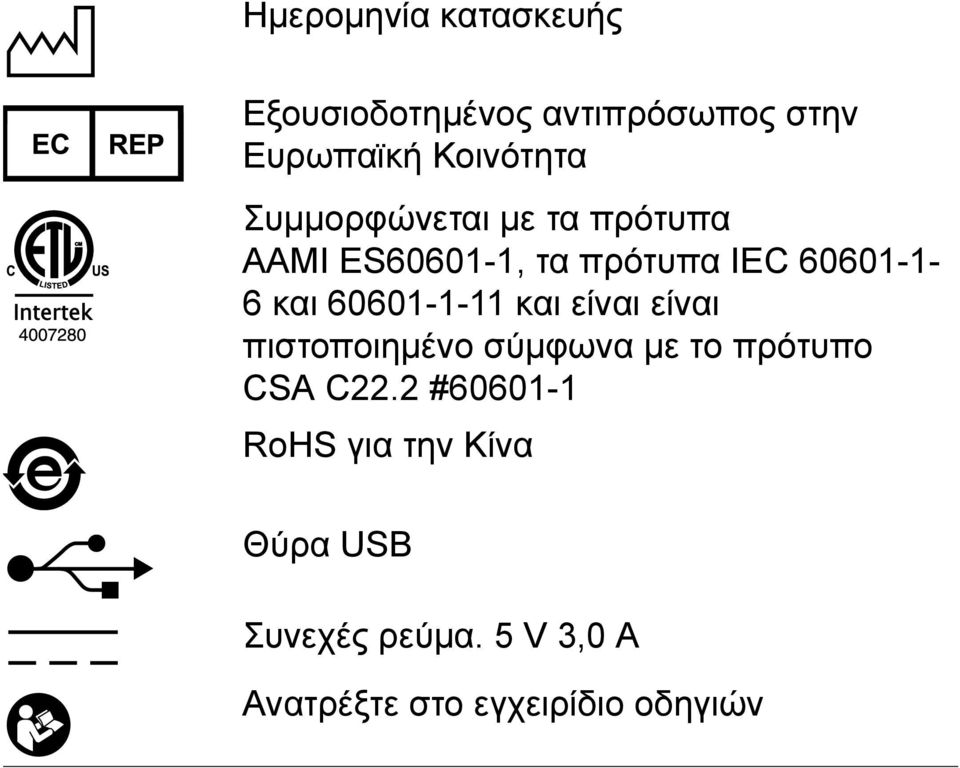 60601-1-11 και είναι είναι πιστοποιημένο σύμφωνα με το πρότυπο CSA C22.