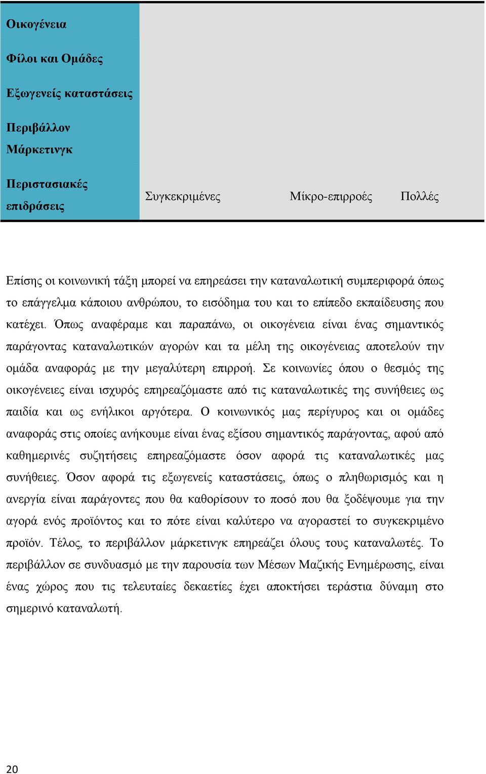 Όπως αναφέραμε και παραπάνω, οι οικογένεια είναι ένας σημαντικός παράγοντας καταναλωτικών αγορών και τα μέλη της οικογένειας αποτελούν την ομάδα αναφοράς με την μεγαλύτερη επιρροή.