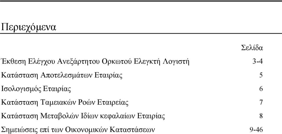 Ισολογισμός Εταιρίας 6 Κατάσταση Ταμειακών Ροών