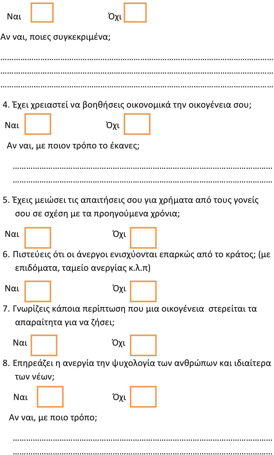 Πιστεύεις ότι οι άνεργοι ενισχύονται επαρκώς από το κράτος; (με επιδόματα, ταμείο ανεργίας κ.λ.π) 7.