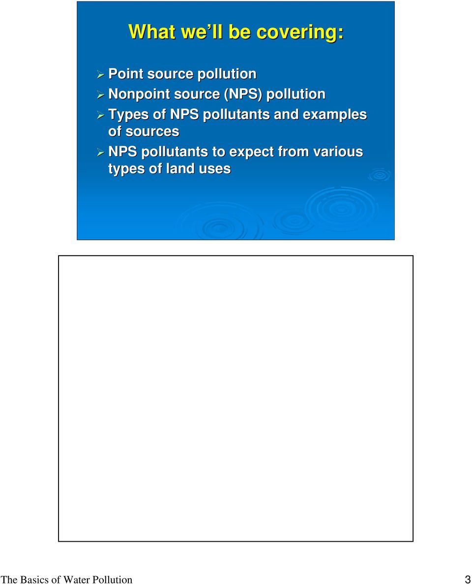pollutants and examples of sources NPS pollutants to