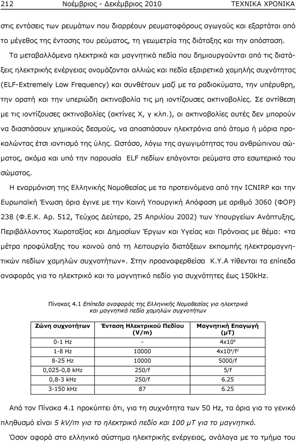 Τα μεταβαλλόμενα ηλεκτρικά και μαγνητικά πεδία που δημιουργούνται από τις διατάξεις ηλεκτρικής ενέργειας ονομάζονται αλλιώς και πεδία εξαιρετικά χαμηλής συχνότητας (ELF-Extremely Low Frequency) και