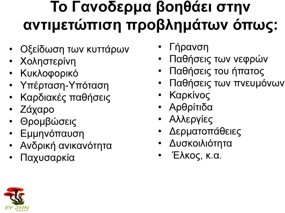 Δκκελόπαπζε Αλδξηθή αληθαλόηεηα Παρπζαξθία Γήξαλζε Παζήζεηο ησλ λεθξώλ Παζήζεηο ηνπ