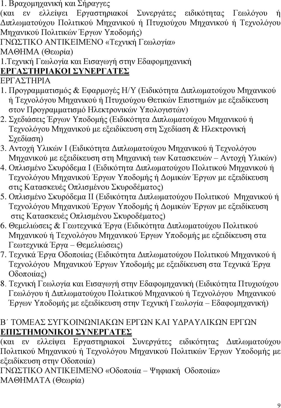 Προγραμματισμός & Εφαρμογές Η/Υ (Ειδικότητα Διπλωματούχου Μηχανικού ή Τεχνολόγου Μηχανικού ή Πτυχιούχου Θετικών Επιστημών με εξειδίκευση στον Προγραμματισμό Ηλεκτρονικών Υπολογιστών) 2.