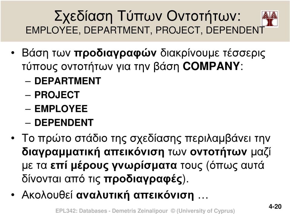 EMPLOYEE DEPENDENT Το πρώτο στάδιο της σχεδίασης περιλαµβάνει την διαγραµµατική απεικόνιση των